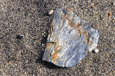 Sahilde kayrak taş parlak parça.