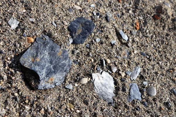 Veel Van Glanzend Leisteen Steen Het Strand — Stockfoto