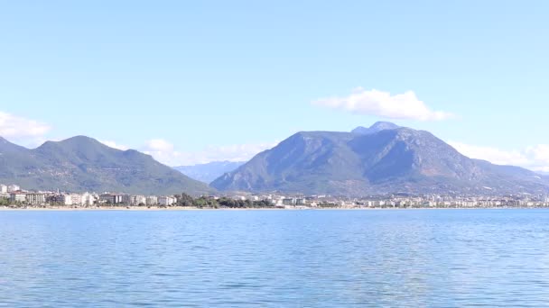 Havet Och Bergen Landskap Alanya Turkiet — Stockvideo