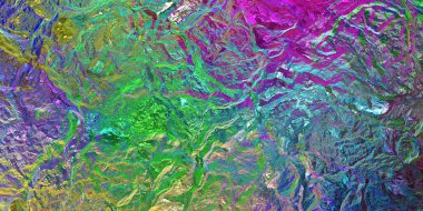 Bukalemun taş kaya yüzey doku. Holografik degrade arka plan. Dokulu yüzeyde renkli ışık.