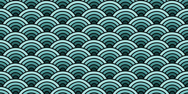 Deep Sea Green Blue Seamless Seigaiha Pattern. Traditional Japan Background. Oriental Asia Ornament Texture. National China Backdrop. — Stock Photo, Image