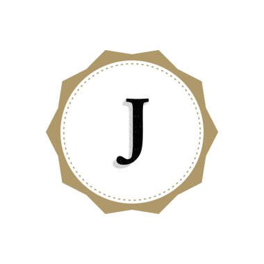 J Harfi Monogram İllüstrasyon. Yazı Sembolü J Logotype. Retro Vintage Zarif Stil.