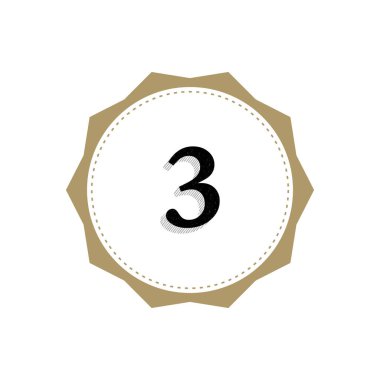 Sayı 3 Monogram İllüstrasyon. Yazı Sembolü 3 Logotürü. Retro Vintage Zarif Stil.