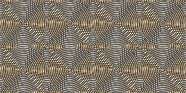 Vintage rings background. Gold silver art deco seamless texture. Metal circles pattern. — Stock Photo, Image