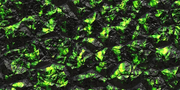 Grün schwarz glänzende Farben Stein Textur. Kristall Edelstein Wand Hintergrund. Nahtloses Edelsteinmuster. — Stockfoto