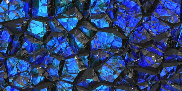 Azul preto gemstone sem costura padrão. Cores brilhantes textura pedra rocha. Crystal gem parede fundo . — Fotografia de Stock