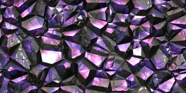 Lilac black crystal gem wall background. Gemstone seamless pattern. Shiny colors rock stone texture.