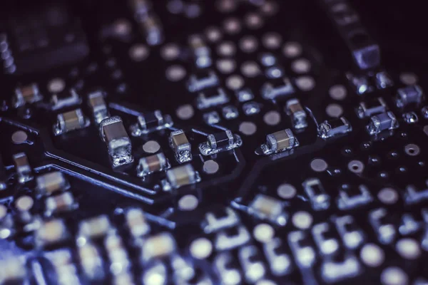 Mikroprozessorsystem stellt Makro-Nahaufnahme-Oberfläche her. — Stockfoto