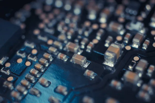 Microprocessor systeem vervaardiging macro close-up oppervlak. — Stockfoto