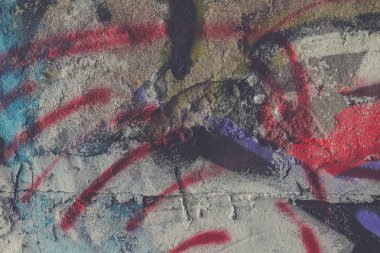 Eski boya yüzeyi. Soyut sokak sanatı deseni. Yıpranmış grafiti duvar arka plan. Grunge boyalı doku.