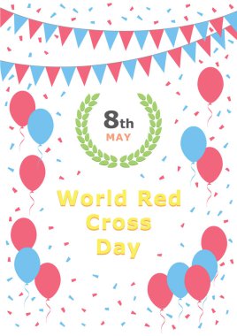 Dünya Kızılhaç Günü - Mayıs 08 - kartpostal illüstrasyonunu selamlıyor. Bayram kutlaması daveti.