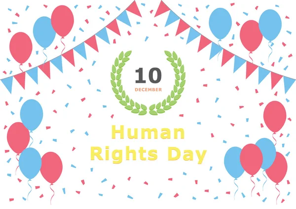 Día Los Derechos Humanos Diciembre Saludo Ilustración Postal Celebración Festiva — Vector de stock