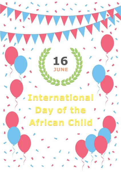 Día Internacional Del Niño Africano Junio Ilustración Tarjeta Postal Felicitación — Vector de stock