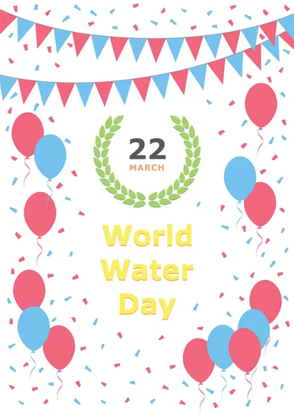 Día Mundial Del Agua Marzo Saludo Ilustración Postal Celebración Festiva — Vector de stock