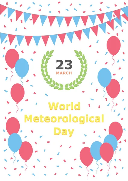 Día Mundial Meteorología Marzo Saludo Ilustración Postal Celebración Festiva Invitación — Vector de stock