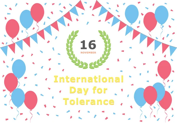 Día Internacional Tolerancia Noviembre Saludo Ilustración Postal Celebración Festiva Invitación — Vector de stock