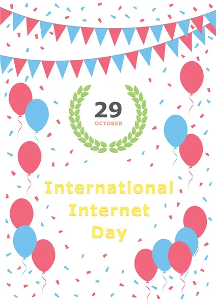 Día Internacional Internet Octubre Saludo Ilustración Postal Celebración Festiva Invitación — Vector de stock