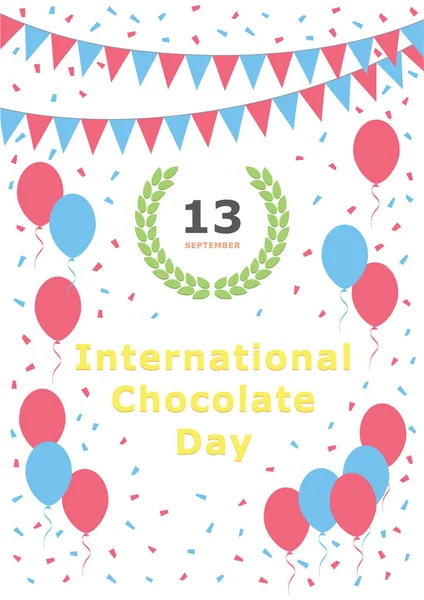 Día Internacional Del Chocolate Septiembre Ilustración Tarjeta Postal Felicitación Celebración — Vector de stock