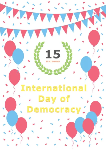 Día Internacional Democracia Septiembre Saludo Ilustración Postal Celebración Festiva Invitación — Vector de stock