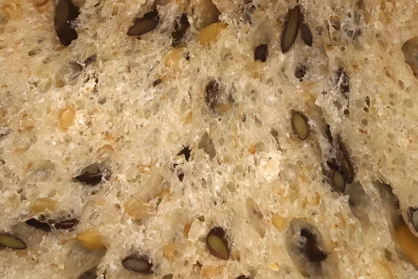 Diyet Yemek Geçmişi Fief Grains Ekmek Kırıntıları Yüzeyi Keten Tohumu — Stok fotoğraf