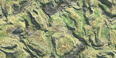 Arka planda yeşil çimen 3D coğrafya dağ bölgesi haritası. Tepe manzaralı arazi biçimi. Peyzaj topoğrafyası üst görünüm dokusu.