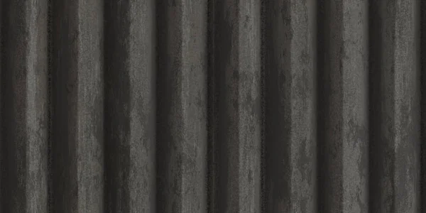 黑色带肋金属表面 波浪形铁墙图案 弯曲的金属栅栏背景 波纹金属纹理 围栏背景图 — 图库照片