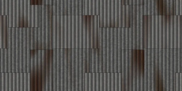 スチール段ボールベアメタルシートテクスチャ クリンプフェンスの背景 リブ付き金属表面 波状の鉄壁のパターン 摩擦金属フェンシングの背景 — ストック写真