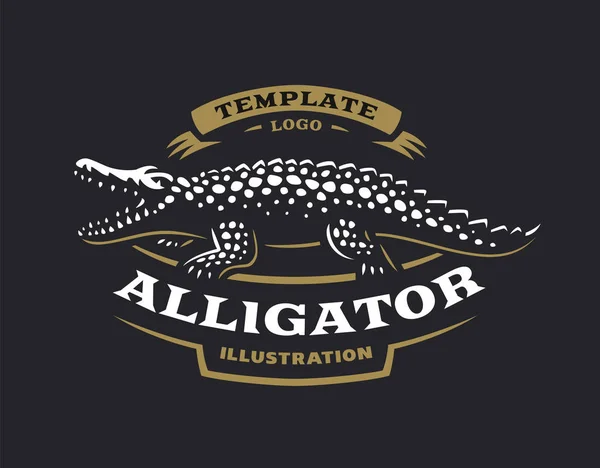 Krokodil-Logo - Vektorillustration. Design des Alligator-Emblems — Stockvektor