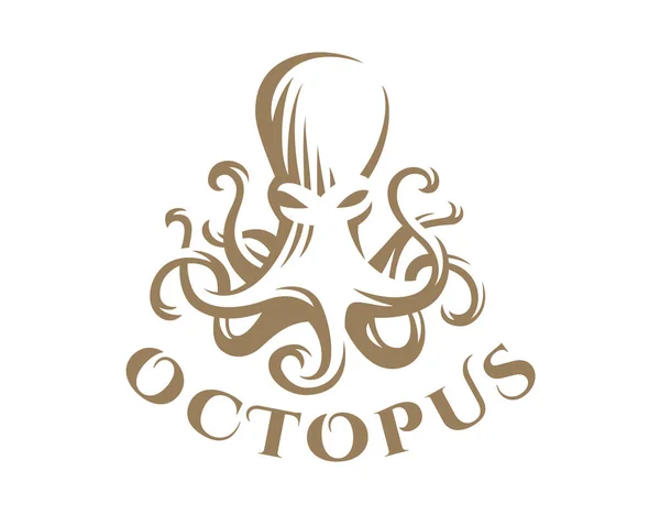 Logo del pulpo - ilustración vectorial. Diseño del emblema — Vector de stock