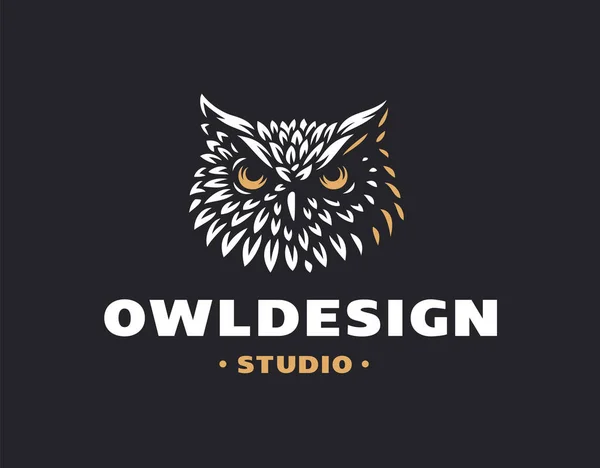 Sowa głowy logo wektor ilustracja. Godło design — Wektor stockowy