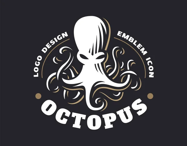 Octopus logo - vektorové ilustrace. Státní znak design — Stockový vektor