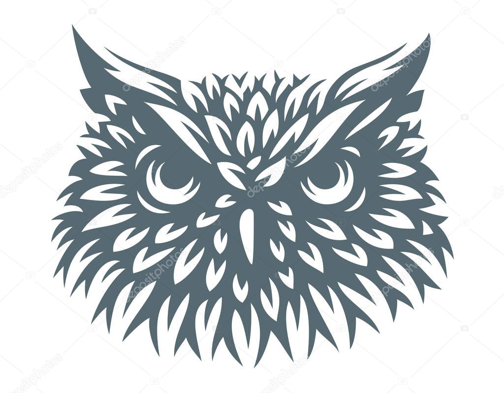 Owl head - vector illustration. Icon design