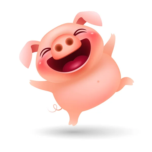 有趣的情感卡通小猪 一年的猪 向量例证 — 图库矢量图片