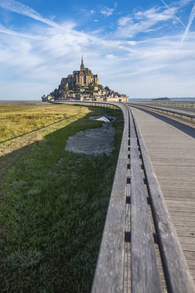 Solo Strada Accesso Mont Saint Michael Accesso Limitato Può Accedere — Foto Stock