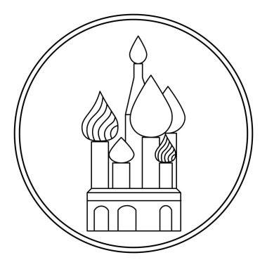 St. Basil Katedrali web ve beyaz üzerine izole edilmiş reklamlar için basit bir taslak vektör ikonu. Moskova, Rusya sembolü. Kültür ve gelenek öğesi.