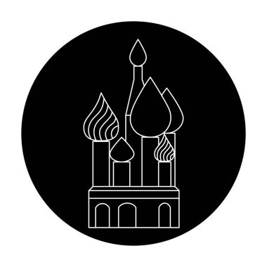 St. Basil Katedrali, Rusya 'nın siyah Moskova sembolü üzerinde izole edilmiş web ve reklam için basit bir taslak vektör ikonu. Kültür ve gelenek öğesi.