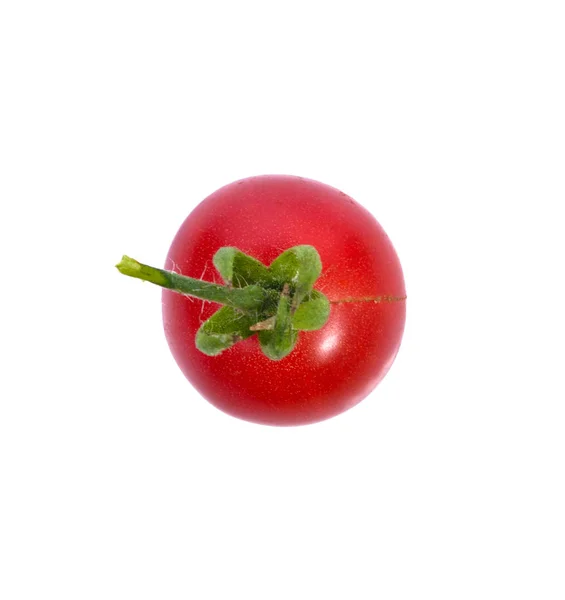 Frische Tomate Mit Grünen Blättern Isoliert Auf Weißem Hintergrund Ansicht — Stockfoto