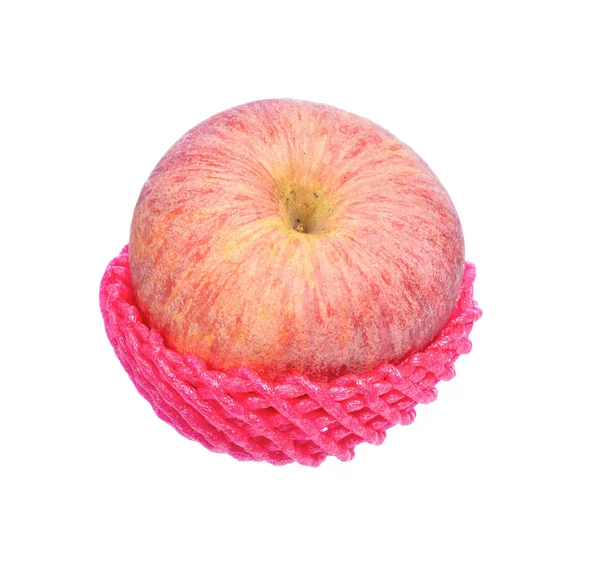 Καθαρό Μήλο Λευκό Φόντο Ροζ Αφρού — Φωτογραφία Αρχείου