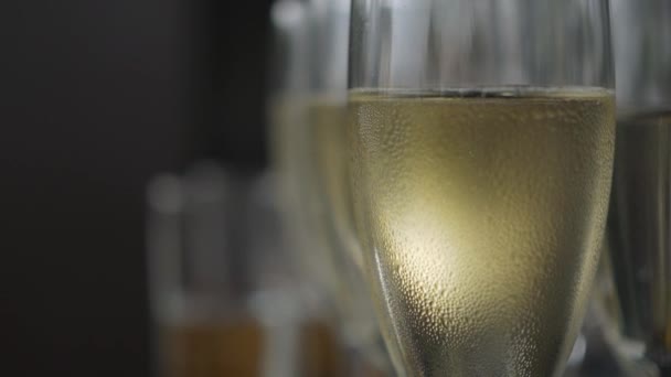 Bolle di champagne in un bicchiere — Video Stock