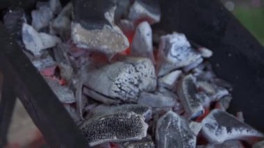 Kömür briket sıcak alev Barbekü ızgara çukura parlayan TView.