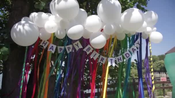 Ballonger på en födelsedagsfest — Stockvideo