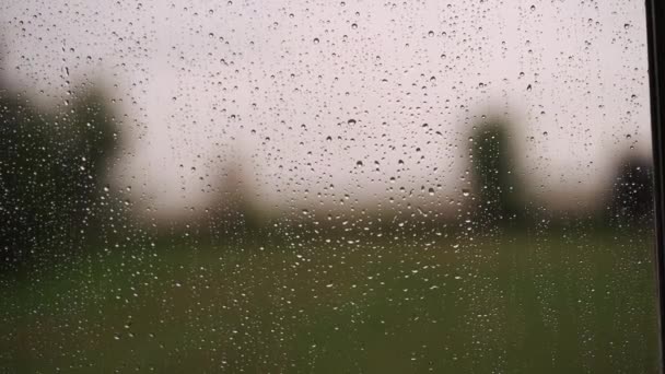 Close-up de gotas de água em vidro . — Vídeo de Stock