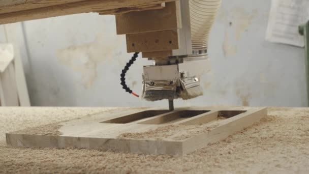 CNC ile modern ağaç işleme makinesi, — Stok video