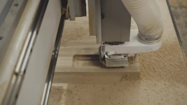 Modern trä bearbetnings maskin med CNC, — Stockvideo