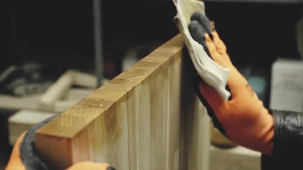 El trabajo hace que el clavo al detalle de madera — Vídeo de stock