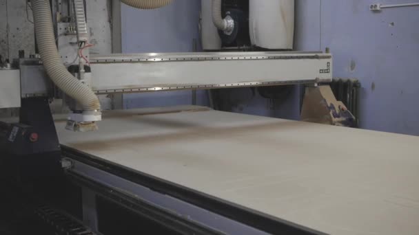 Máquina de madeira moderna com CNC , — Vídeo de Stock