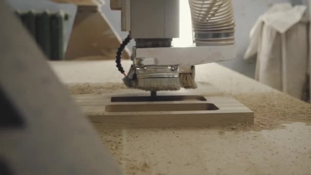 Máquina de madeira moderna com CNC , — Vídeo de Stock