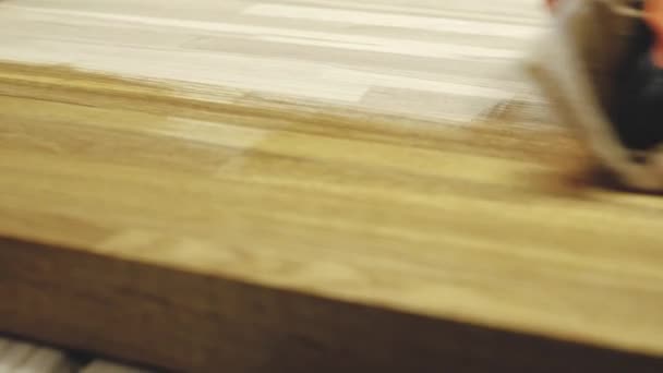 Arbete orsakar spiken till trä detalj — Stockvideo