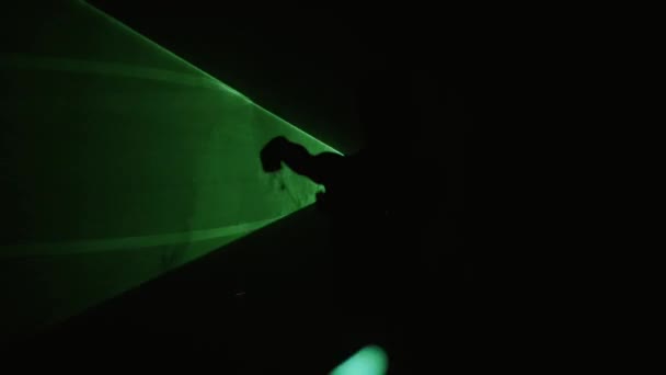 Knippert groene laser lus samenstelling — Stockvideo