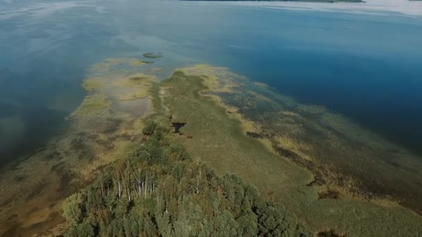 Εναέρια drone βίντεο πάνω από ένα φυσικό ρηχό στη μέση της λίμνης — Αρχείο Βίντεο